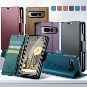 Funda tipo billetera para Google Pixel plegable 5G cuero soporte para tarjetas de identificación ranuras cubiertas - Imagen 1 de 87