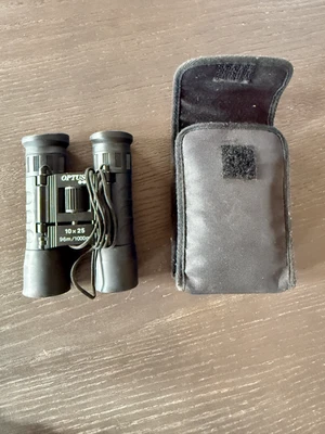 Optus 10x25 Fernglas, schwarz, mit Tasche - Outdoor Safari etc. neuwertig - Bild 1 von 4