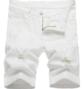 Boy's White Summer Stretch Ripped Distressed Slim Fit Fashion Denim Jean Shor... - Picture 1 of 7