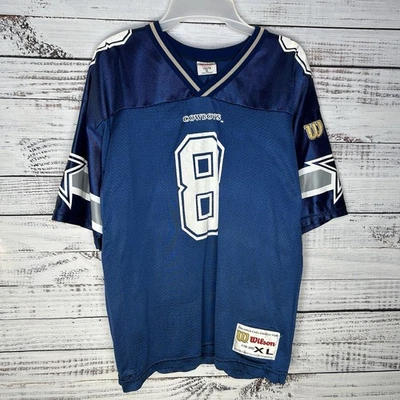 Vintage Wilson Gold Logo Dallas Cowboys Troy Aikman #8 NFL Jersey Youth Boys XL - Image 1 of 4
