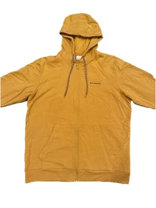Chaqueta con capucha de algodón amarilla Columbia para hombre unisex talla grande larga con cremallera completa - Imagen 1 de 4