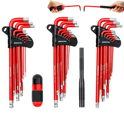 30PC L-Hex Torx Key Set Ball End Allen Wrench Grip Handle Extension Bar S2 Steel - Image 1 of 4