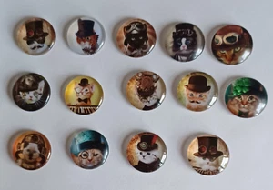 runde 30 mm Katzen in Hüten Cabochons - 14 Stück (Lot 2) - Bild 1 von 1