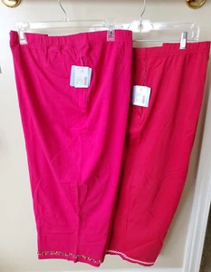 Liz & Me Womens 5X 34/36 Pull On Capri Pants 5X Plus Size Choose Color Red Rose - Picture 1 of 14