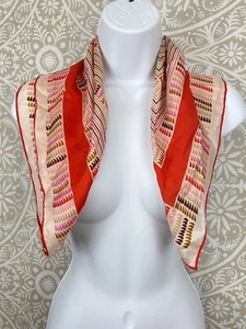 Vintage Mod rot geometrisch Seide Designer Schal Japan Meenne 22x23" - Bild 1 von 7