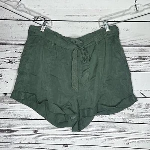 Aerie NWT Size XL Green 100% Lyocell Elastic Waist Pull-On Shorts w/ Tie Belt - Picture 1 of 3