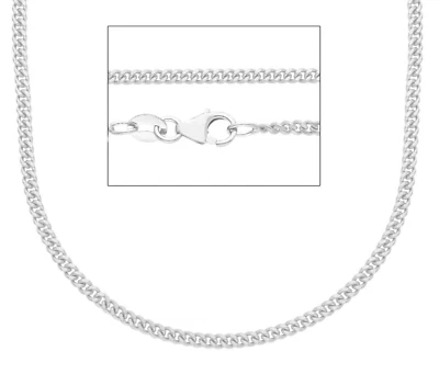 Cadena delgada sólida platino 950 2 mm, cubano miami gourmette, longitud 23,6" 60 cm Foto 1 de 4