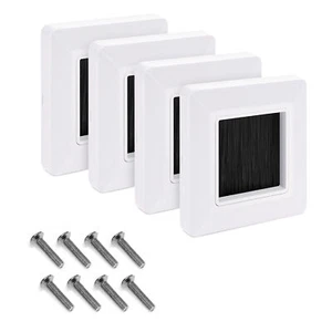 Set de 4x placa de pared con cepillo para tapar hoyos cables enchufes pasacables - Photo 1/8