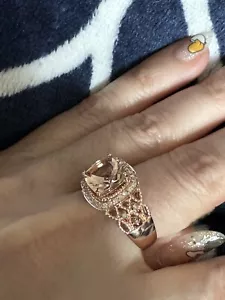 Le Vian® Morganite with Diamond Wide 12mm Ring 14k Rose Gold Size 7 NEW - Picture 1 of 9