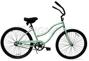 TOUCH 26" Lady's Beach Cruiser Bike Steel Frame Single Speed Coaster Brake Green - Picture 1 of 2