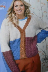Knittng Pattern Lady's Simple Cardigan in 3 Colours Of Chunky Yarn-32-54in. - Picture 1 of 2