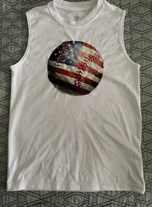 Boys American Flag Baseball Dri-Fit Sleeveless Shirt (Size M (8)) - Picture 1 of 4