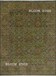Handmade 8x10 Green/ Red-Accents Transitional Oriental Rug | Customizable Carpet - Picture 1 of 9
