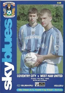 Football Programme COVENTRY CITY v WEST HAM UNITED May 1999 FA Youth Cup Final - Picture 1 of 1