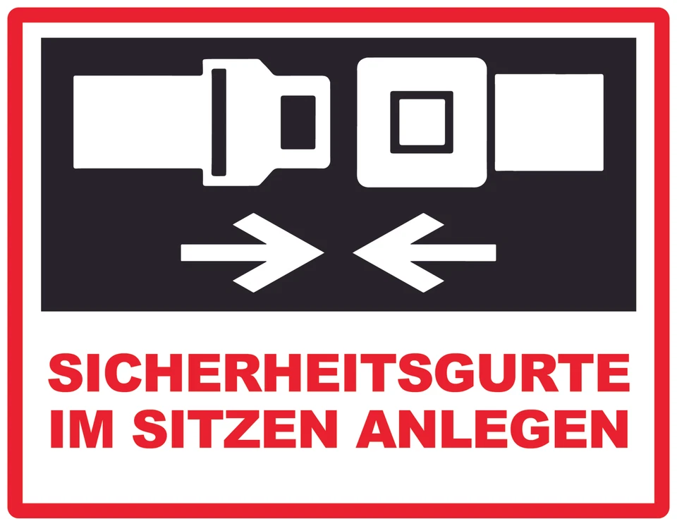 LABELOCEAN Sicherheitsgurt Aufkleber Sicherheitsgurte im Sitzen Anlegen Schild 5 - 30 cm