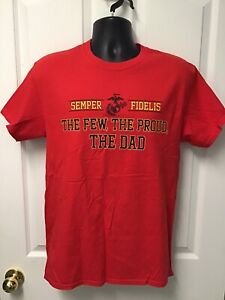 US Marines Men’s Dad Father T Shirt Semper Fidelis Red Size Medium  209