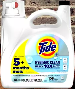 Tide Heavy 10x Duty Hygienic Clean Unscented Liquid Laundry Detergent 106 Lds ✅ - Picture 1 of 1