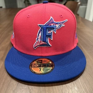 Florida Marlins New Era Fitted Hat Szs 7 & 7 3/4 10 Year Anniversary Patch Pink - Picture 1 of 6