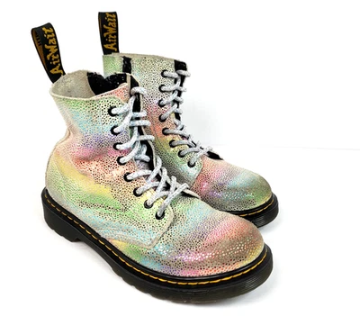 Botas de Combate Dr Martens 1460 Pascal Jóvenes Niñas Talla 1Y Cuero Brillante Cremallera Encaje Foto 1 de 4