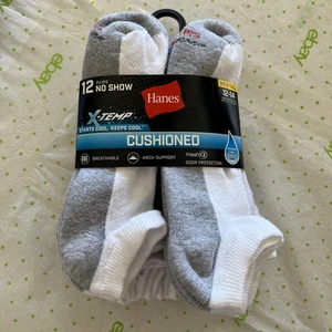 Hanes Men's X-Temp Cushioned Big and Tall No Show Socks (12 Pack) Size 12-14 - Picture 1 of 4