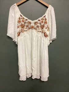 Shyanne Womens Gauze Blouse Large White Embroidered Western Cowboy - Picture 1 of 4