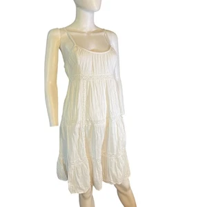 Lucky Brand White Cotton Eyelet Tiered Tie Back Sundress Size XS - Picture 1 of 8
