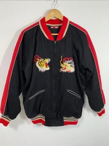 Vintage GUESS USA Sukajan XL Red Japan Map Velour Souvenir Jacket Rare - Picture 1 of 3