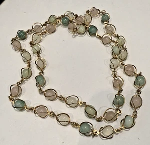 VINTAGE JADEITE AND ROSE QUARTZ BEAD NECKLACE - Picture 1 of 4
