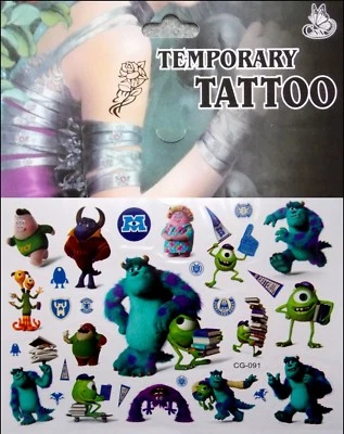 TEMPORARY CARTOON TATTOO - M0NSTER INC Monster Inc Cartoon Temporäres Tattoo Sulley + Mike Kinder Disney/Pixar #091