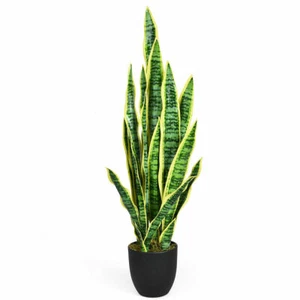 Artificial Snake Plant 35.5" Fake Sansevieria Indoor-Outdoor Decoration Yellow - Picture 1 of 10