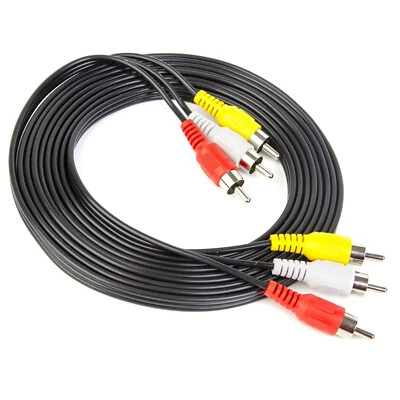10ft 3 RCA Red White Yellow Composite Stereo Audio Video AV Cable Cord VCR DVD - Image 1 of 4
