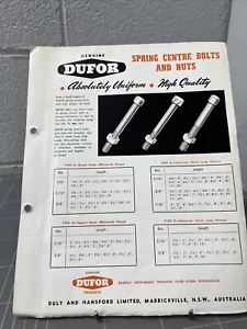 VINTAGE DUFOR DEALER ADVERTISEMENT 1950s AUSTRALIA MANCAVE DULY HANSFORD TOOL - Picture 1 of 4