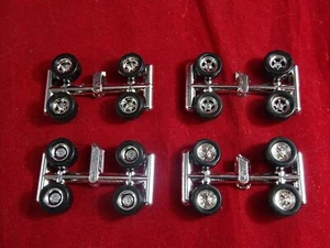 4 NEW SETS  HO RRR CHROME WHEELS AND TIRES  AURORA  T-JET DASH JL 19-14-10-16 - Picture 1 of 6