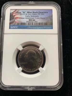 2019-W American Memorial Park Quarter Early Release NGC MS-66 - Image 1 of 2