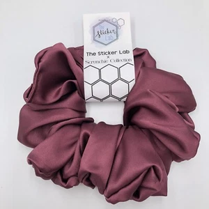 Handmade Women's Scrunchies Burgundy Dark Red Satin Hair Tie Size Jumbo - Picture 1 of 3
