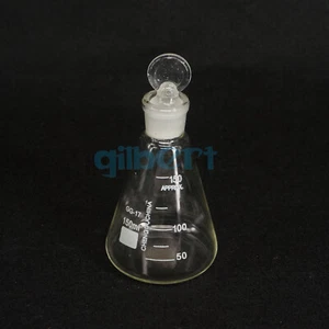 150ml Lab Borosilicate Glass Erlenmeyer Conical Flask with Ground-in Stopper - Picture 1 of 4