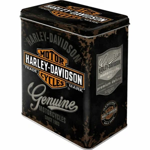 Large Retro Storage Tin HARLEY DAVIDSON - GENUINE Motorcycles Licensed 3Ltr - Foto 1 di 2