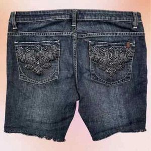 David Bitton Buffalo Jeans Peak 32 Gray/Black Distressed Denim Shorts Jorts Y2K - Picture 1 of 5