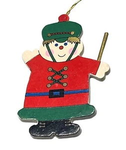 vintage Christmas toy solder tree ornament wood red green flat 3.25" READ - Picture 1 of 5