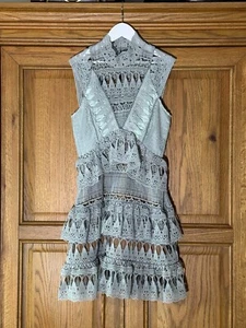 Self Portrait Mint Green, Lace Mini Dress. UK 6. Ruffle Skirt. Wedding Guest, - Picture 1 of 6