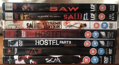 Horror DVD Bundle - Saw 1,2&3, Hostel 1&2, Scar 3D & Waz R2 Uncut FREE AUS POST - Image 1 of 4