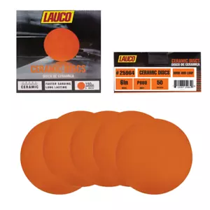 Discos de lijado de cerámica LAUCO Premium de 6" gancho y bucle - grano 600 (caja de 25) - Imagen 1 de 5