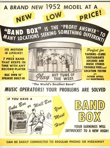 Band Box Jukebox Flyer 1952 Mechanical Manikin Musicians Chicago Coin Original - Picture 1 of 2