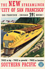 Streamliner City Of San Francisco Sp Vintage Train Travel Poster 16X24