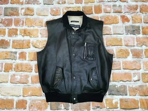 Chevignon Paris Pilot Vintage A2 Leather Pilot Vest Black Size S Tip Top - Picture 1 of 10