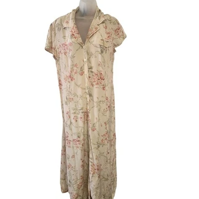 Maxi Vestido Lauren Ralph Lauren Vintage Años 90 Floral 100% Seda Verde Rachel Foto 1 de 4