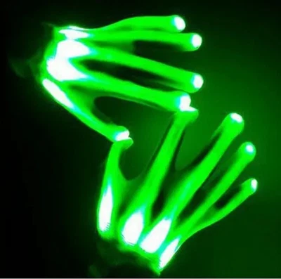 Guantes LED Guantes de Neón Brillantes Halloween Fiesta Luz Accesorios Luminoso Intermitente Foto 1 de 4