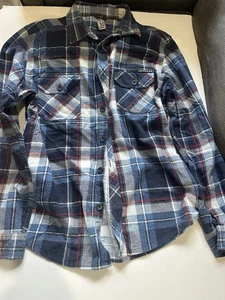 Jackeroo Men’s Button Up Shirt Flannelette Blue & White Plaid Size M Slim Fit - Foto 1 di 7