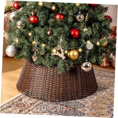  树领 9 英尺树,圣诞柳条树领,323⁄4 英寸圆形深棕色 — 第 1/4 张图片