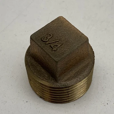 Lote de (2) vatios cabeza cuadrada fundida A-869 3/4" NPT enchufe de latón roscado Foto 1 de 4